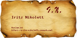 Iritz Nikolett névjegykártya